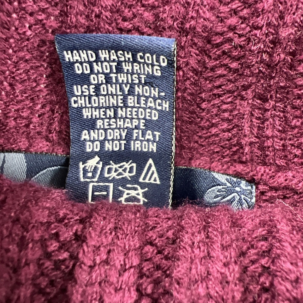 Susan Graver Size L Poncho Cape Burgundy Sweater Fringe Hem Cowl Neck Top Women - Picture 8 of 9